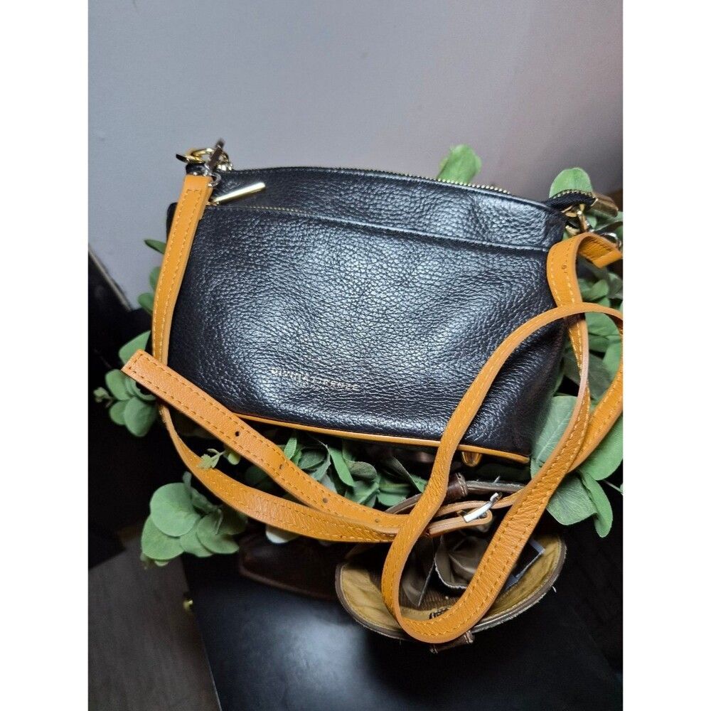 DIVINA FIRENZE ITALY LILLA Black GENUINE Leather Bag Crossbody Shouldr Purse